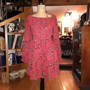 womans dress above knee length shear long sleeves size lg